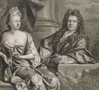 Mr and Mrs Gibbons, engraved by John Smith by Johann Closterman